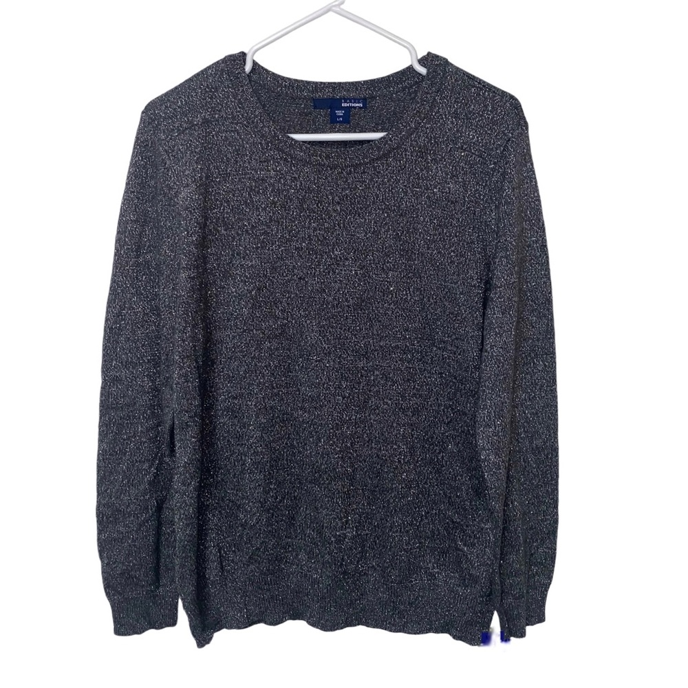 Salt And Pepper Sweater Crewneck Heather Charcoal Gray With Sparkle Size Large